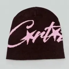 ビーニー　y2k　海外ストリート　 corteiz コーテイズ　ブラウン　ピンク