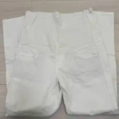 ホワイト ハイウエスト マタニティパンツ