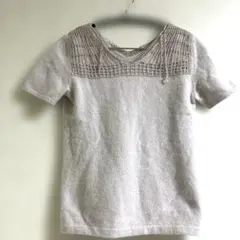 TWOC薄ピンクVネック 半袖ニット6イチオシ商品早いもの勝ち