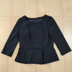 ネイビー ペプラムトップス 七分袖　ナチュラルビューティーベーシック