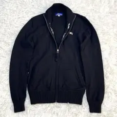 バーバリーブルーレーベル ジップアップニットセーター ブラック ホースロゴ