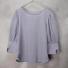 ROPE トップス ストライプ #38 ホワイト ブルー レディース シャツ