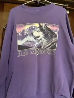 90s Hanes アニマル動物ALASKAトレーナー 紫 パープル ヘインズのサムネイル
