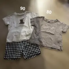 クマ　半袖tシャツ　セットアップ　80 90
