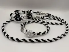 カフェリード ハーフチョーク チョーカー 3点セット 白黒 小型犬用