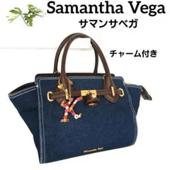 美品 Samantha Vega サマンサベガ デニム ハンドバッグ チャーム付