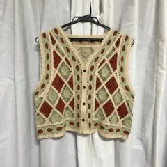 Elcamino クロシェ編みベスト コットンベスト