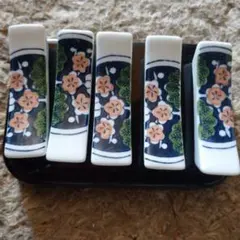 花柄陶器製箸置き5個セット