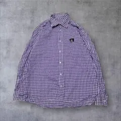 【US輸入】アメリカ古着ギンガムチェック柄メンズ長袖BDシャツアメカジパープル