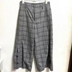 チェック柄 ワイドパンツ グレー　スラックス　ズボン　チェック