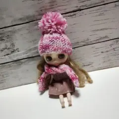 ミディブライス　ピンクニット帽、マフラーのセットのサムネイル