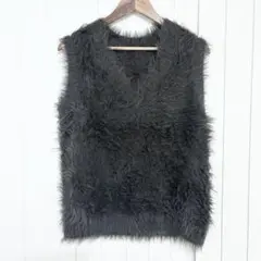 極美品☆新品同様　urs グレー ファーベスト サイズF