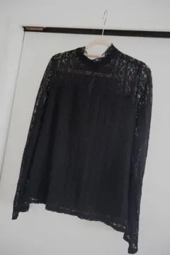 【新品タグ付】総レース 長袖 ブラウス ブラックのサムネイル