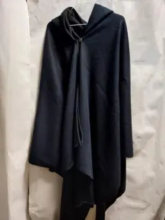 フード付きフリースポンチョ ブラック