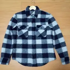 《美品》ウール混紡 モノトーン チェック ネルシャツ Ｍ