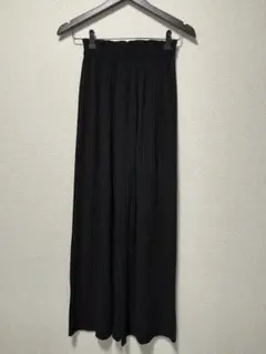 JUNOAH ブラック XL プリーツ ガウチョパンツ