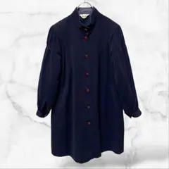 【ZERO＆ZERO】ロングコート キュプラ100 ネイビー パワーショルダー