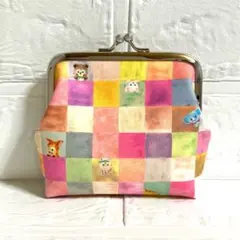 ハンドメイド がま口カードケース ユキエモン キューブキャンディ柄