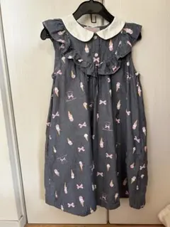 メゾピアノ アイスクリームプリント ノースリーブワンピース 120cm