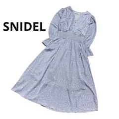 SNIDEL シャーリング プリント ワンピース ドット ブルー フリーサイズ