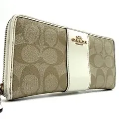COACH シグネチャー 長財布 ラウンドジップ PVC ゴールド金具