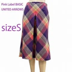 ピンクレーベルベーシック★カラフル/紫/ピンク★ツイード生地★ガウチョパンツ★S