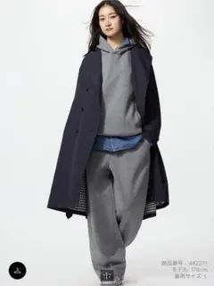 完売品 UNIQLO トレンチコート リラックスフィット L ネイビー チェックのサムネイル