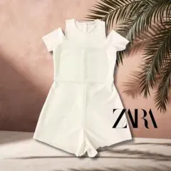 ZARA ホワイト 肩あき オールインワン S