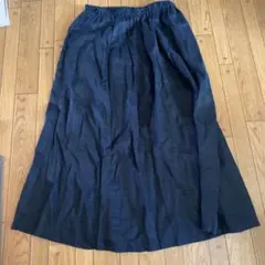 無印良品　ロングスカート　フレア　リネン１００％　ネイビー　Ｍ　カジュアル
