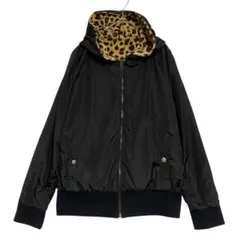 CRICROSS リバーシブル フルジップジャケット　黒　ヒョウ柄　L