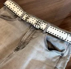 スタッズベルト y2k SK8 白 平成 ベルト スケーター 新品 ユニセックス