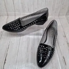 美品【23.5㎝】fitfit エナメル パンプス コンフォート 黒 シューズ