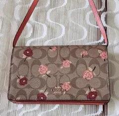 COACH コーチ　花柄　フラワー　シグネチャー ショルダーウォレットのサムネイル
