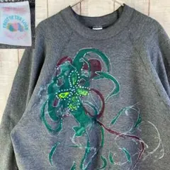 フルーツオブザルーム 古着　90s ラグラン スウェット 裏起毛　ペイント