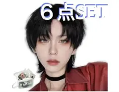 [6종 세트] M 그란데 통가발 원폰 울프 블랙 내추럴 가발
