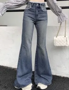 デニムパンツ フレアパンツ レース　デニム　パンツ　SHEIN DAZY ズボン