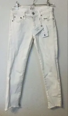 ungrid ホワイトデニムフレイドヘムストスリ