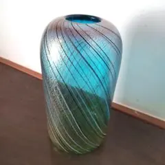 深海の輝き　工芸硝子　花びん　ガラスアート　金箔入りフラワーベース