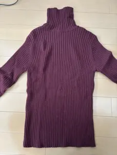 リブ編みタートルネックセーター バーガンディ