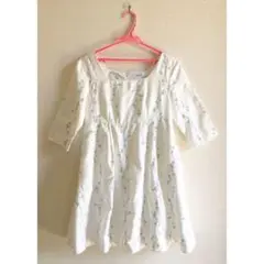 dazzlin スクエアネック花柄ワンピース オフホワイト