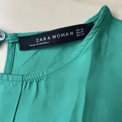 ZARA WOMAN ノースリーブシャツ XS グリーン