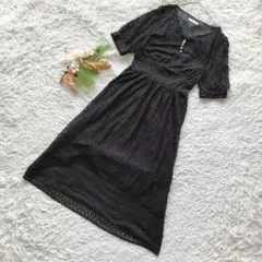 ✨1点限り✨ (M) ドレスワンピース ロング お呼ばれ レース 五分袖 パール