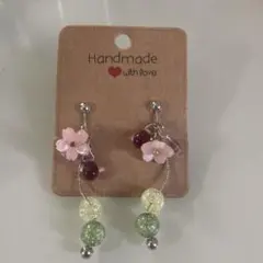 ハンドメイド 花モチーフ イヤリング