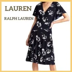 美品★ローレンラルフローレン カシュクールワンピース ストレッチジャージー 紺