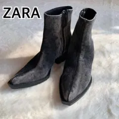 ZARA/デニム調ジッパーブーツ /ショート/サイズ35/ 23㎝