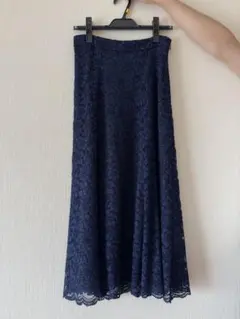 ネイビー レース ロングフレアスカートのサムネイル