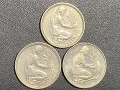 ドイツ　50ペニヒ　マルク　まとめ売り ドイツ】1950年アンティークドイツ旧通貨 マルク旧硬貨 50ペニヒ