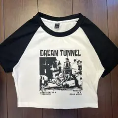 DREAM TUNNEL クロップドTシャツ 半袖 ブラック・ホワイト
