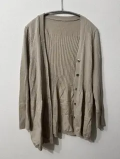 ベージュ コットン100% カーディガン L