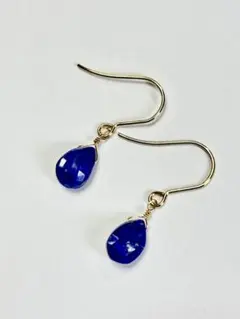 ☆天然石ラピスラズリの一粒ピアス(サージカルステンレスフック）